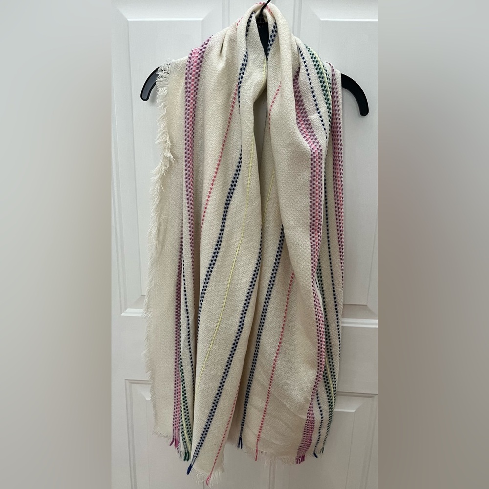Cream Scarf with Multicolor Stripes